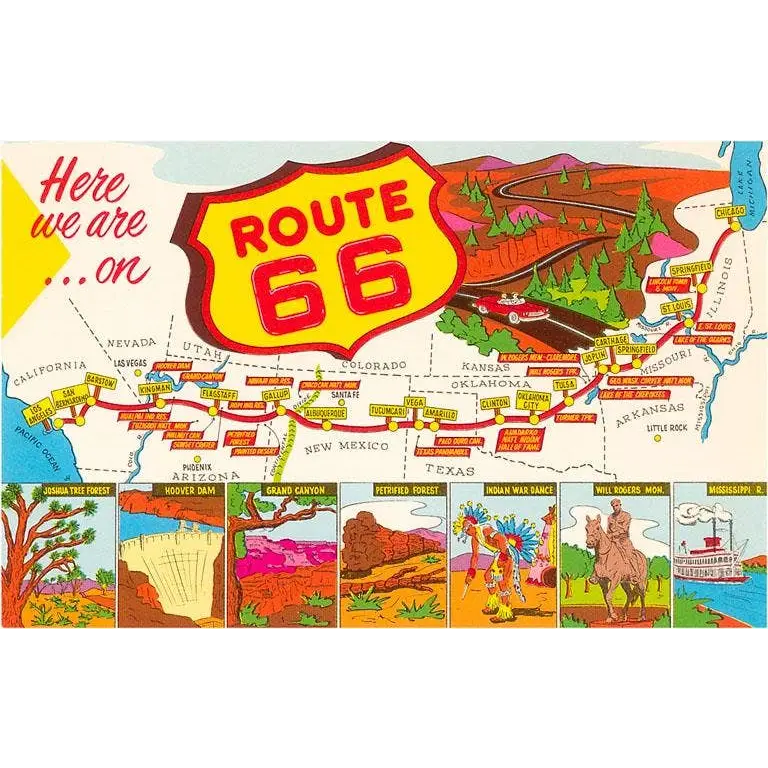 Postcard - Here We Are on Route 66 - Found Image Press