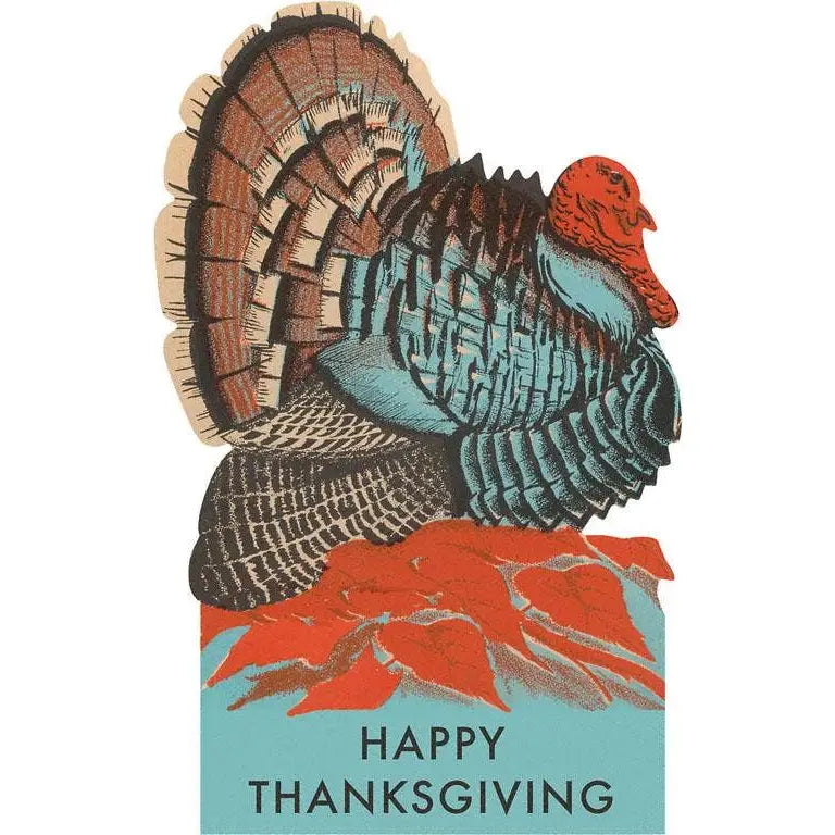 Vintage Thanksgiving Postcard - Turkey on Leaves - Found Image Press