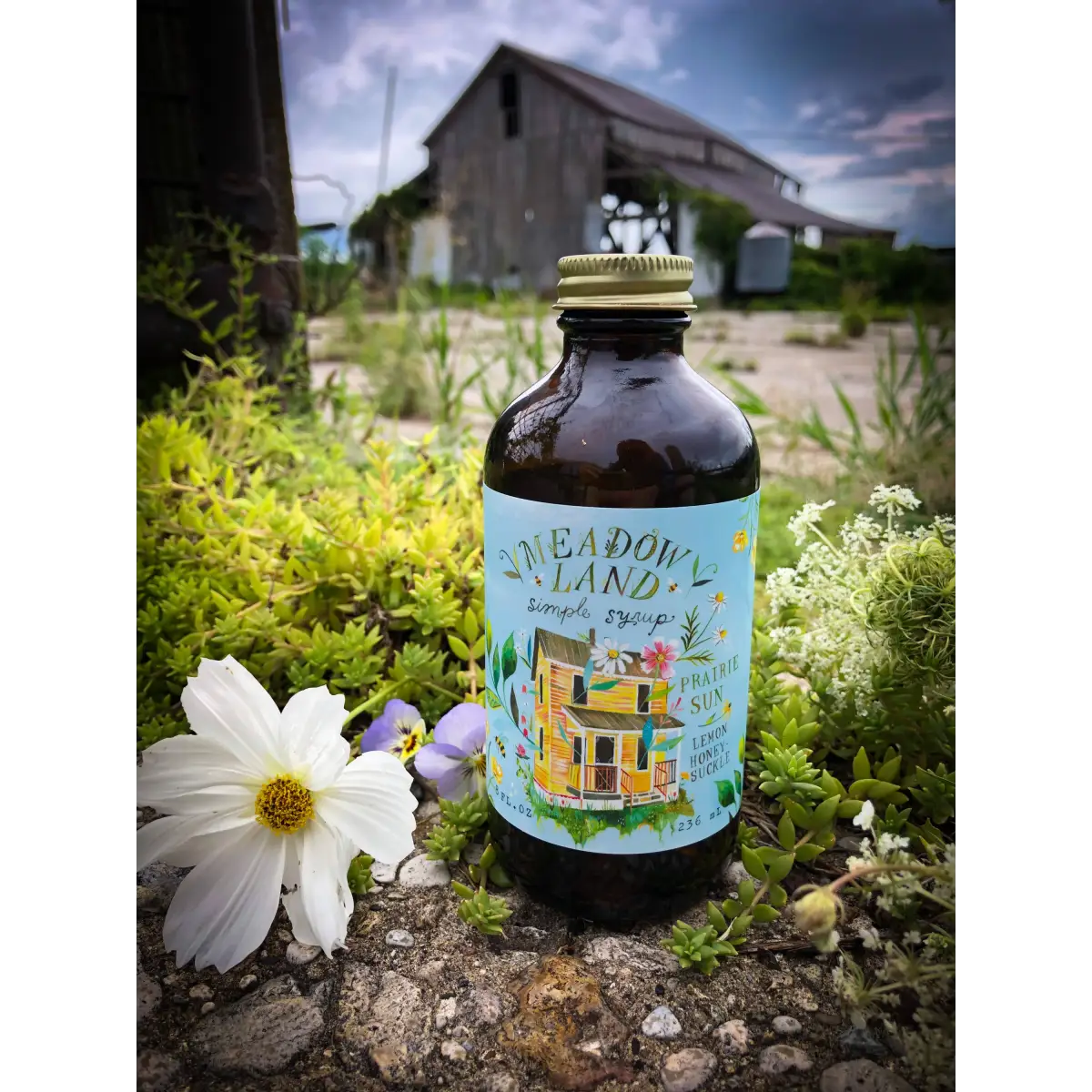 Prairie Sun Simple Syrup - Lemon and Honeysuckle - Cocktails and Desserts - Meadowland Syrup