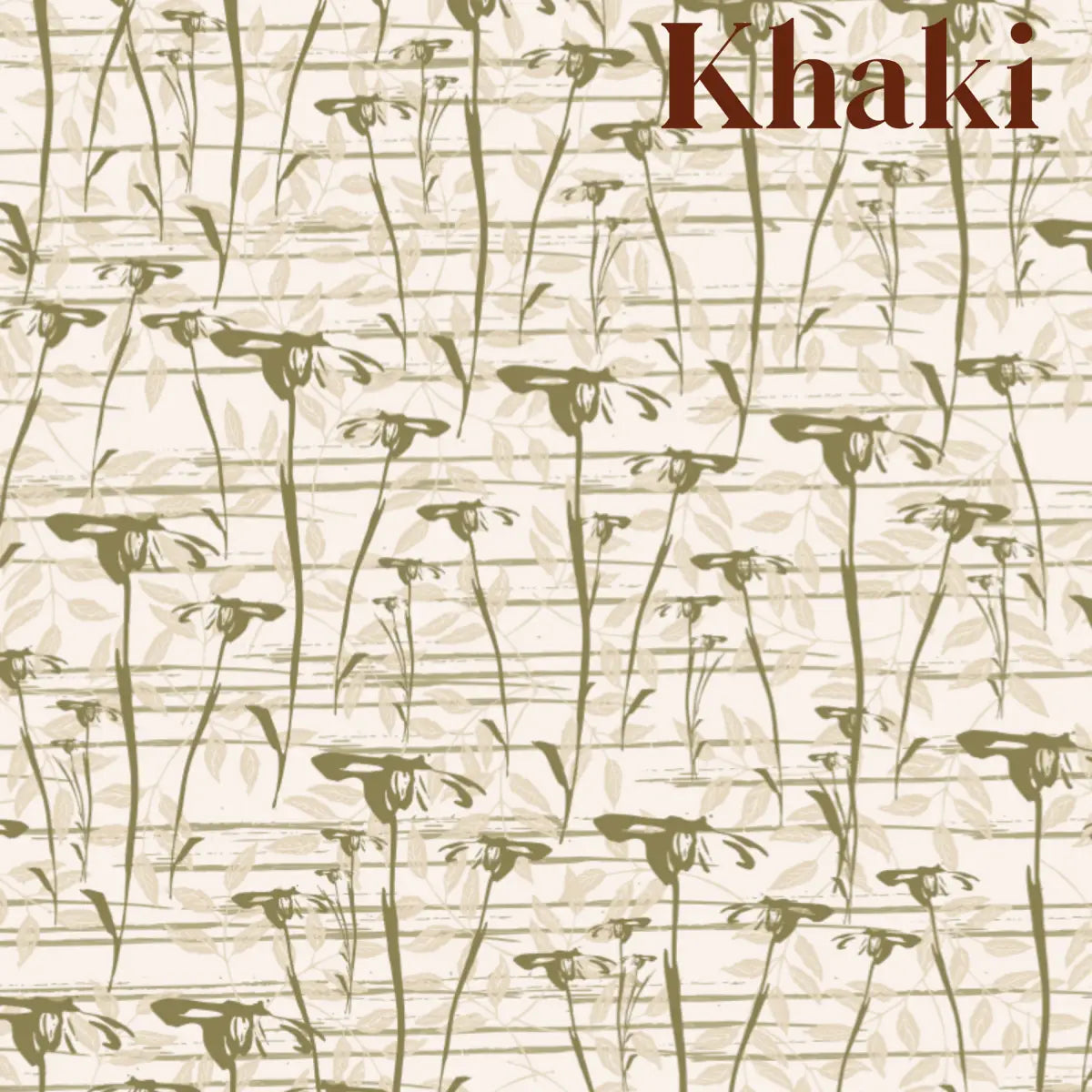 Prairie Wallpaper - Natural Daisies - by Cassandra Zaniboni - Sample 1 foot by 1 foot / Khaki - Loomwell Home Goods