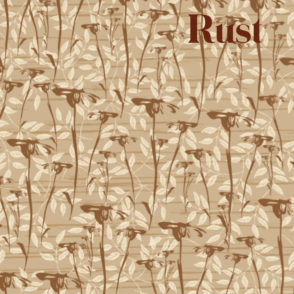 Prairie Wallpaper - Natural Daisies - by Cassandra Zaniboni - Sample 1 foot by 1 foot / Rust - Loomwell Home Goods