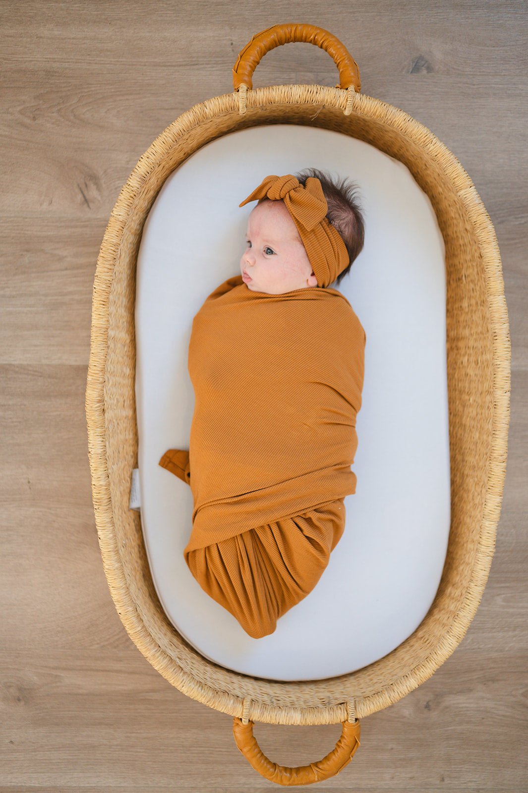 Bamboo Stretch Swaddle - Caramel Ribbed - Harp Angel Boutique
