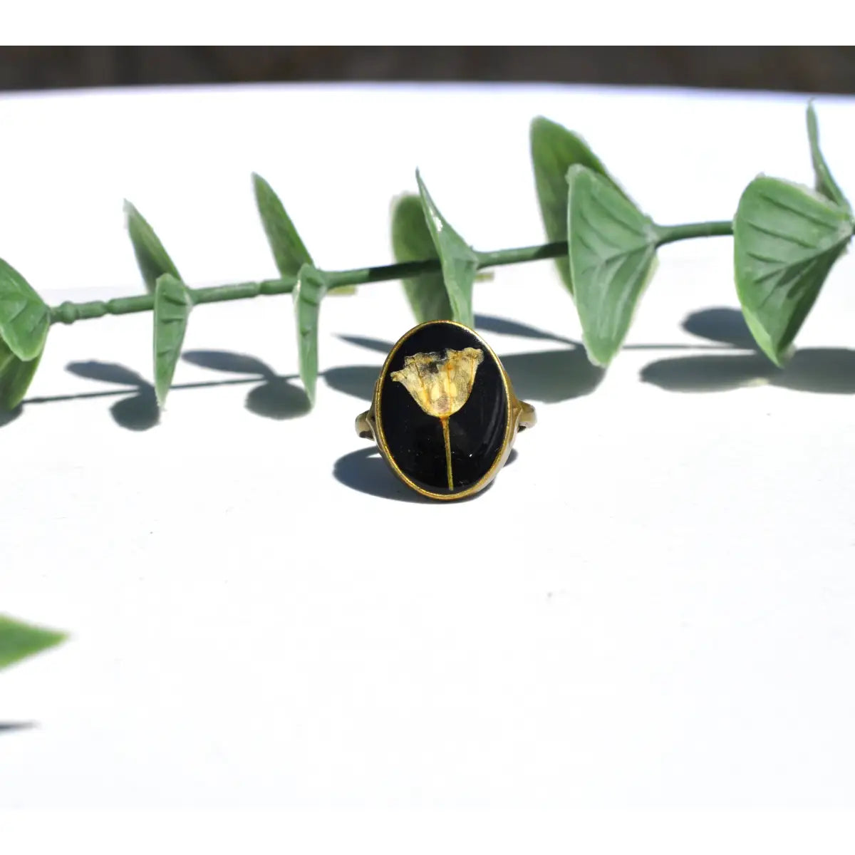 Oval Ring - Pressed Flower - Lily of the Valley - My Beverly Jewelry