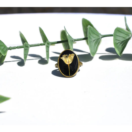 Oval Ring - Pressed Flower - Lily of the Valley - My Beverly Jewelry