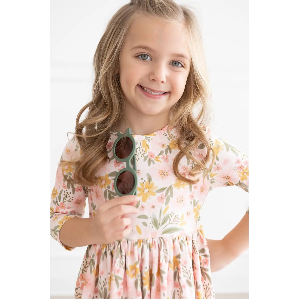 Pocket Twirl Dress - Pretty Peachy 3/4 Sleeve - Mila & Rose ®