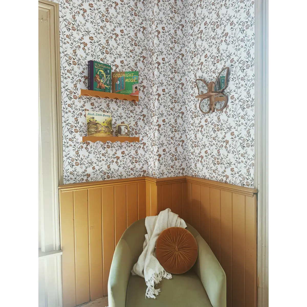 Prim Wallpaper - Yellow Floral Vines - by Lisee Ree Designs - Loomwell Home Goods