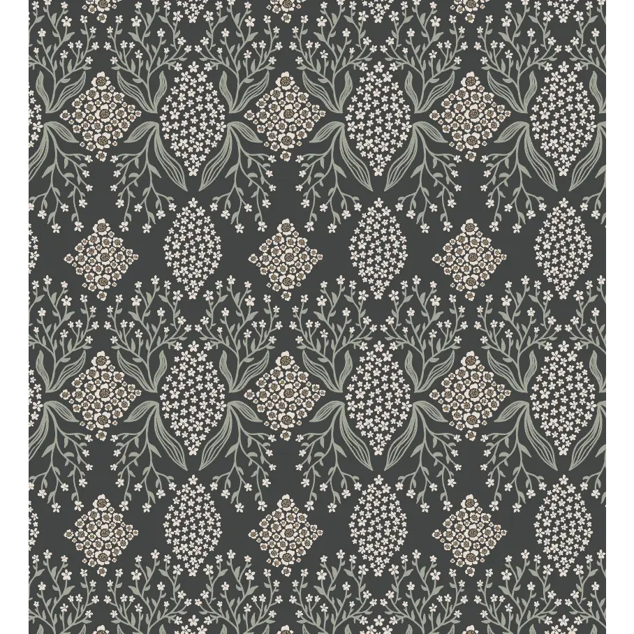 Priscilla Wallpaper - Geometric Flowers - by Brittany Polatis Design - Sample 1 foot by 1 foot / Dark - Loomwell Home
