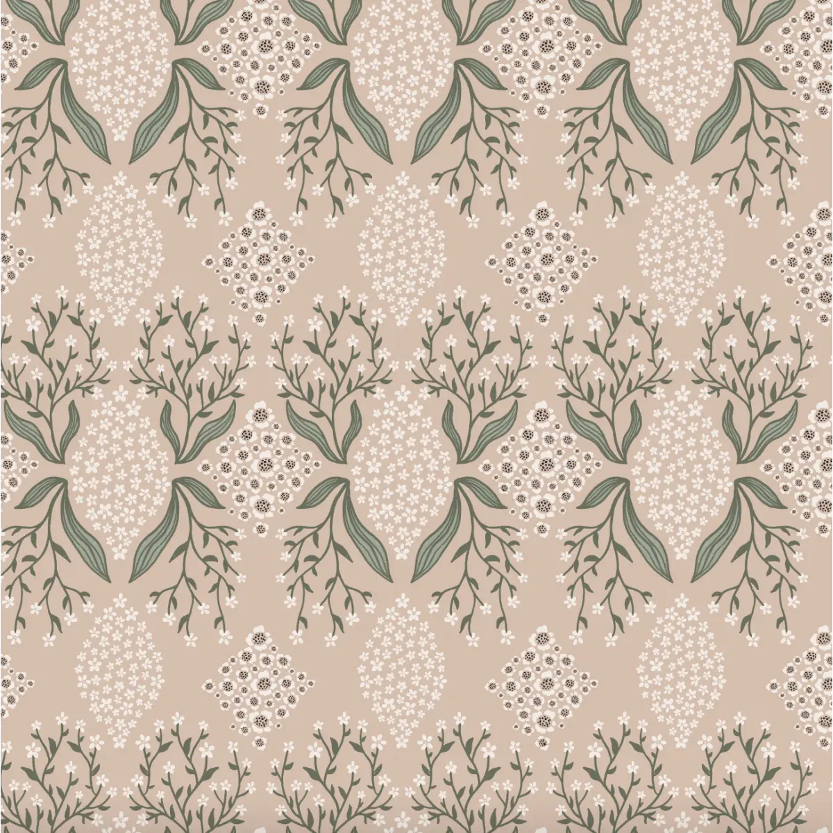 Priscilla Wallpaper - Geometric Flowers - by Brittany Polatis Design - Sample 1 foot by 1 foot / Neutral - Loomwell