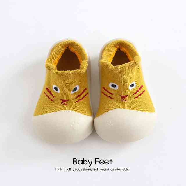 Zapatos tipo calcetín con forma de animal: gato pequeño amarillo 