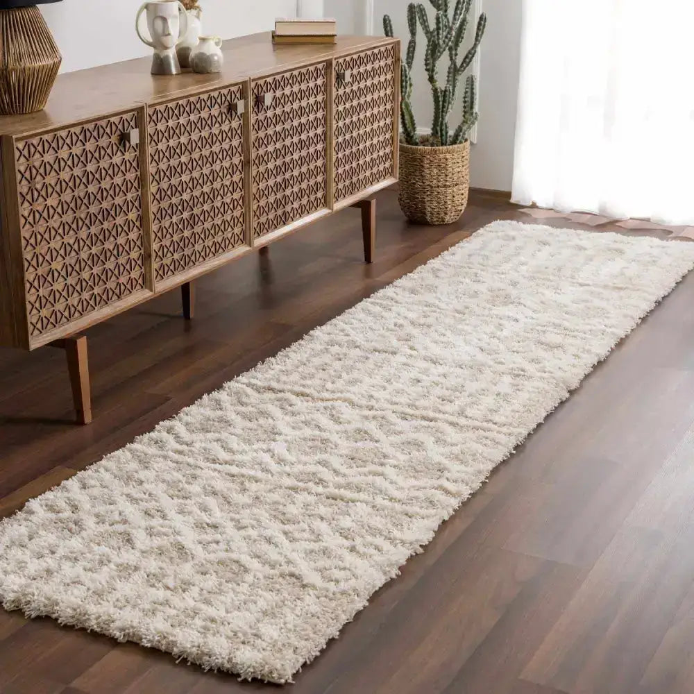 Prompton Cream Plush Area Rug - 2’7’’ x 7’3’’ Runner - Boutique Rugs