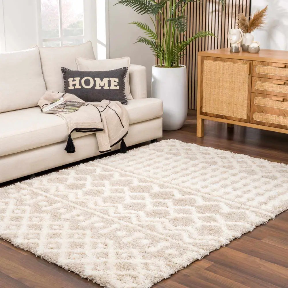 Prompton Cream Plush Area Rug - 5’3’’ x 7’3’’ Rectangle - Boutique Rugs