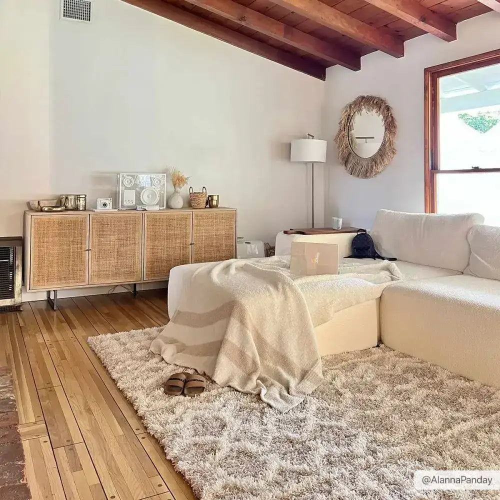 Prompton Cream Plush Area Rug - 8’10’’ x 12’ Rectangle - Boutique Rugs