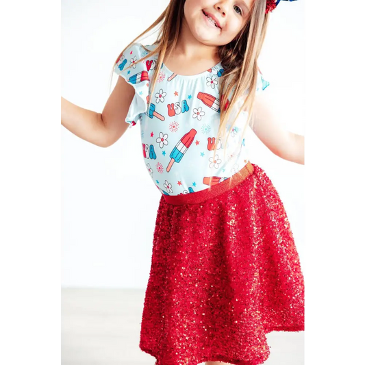 Proudly Patriotic S/S Flutter Sleeve Leotard - Mila & Rose ®