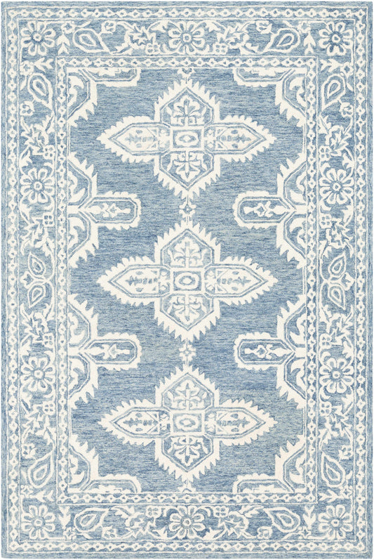 Blue Lacy Wool Rug - 5’ x 7’6’’ Rectangle - Boutique Rugs