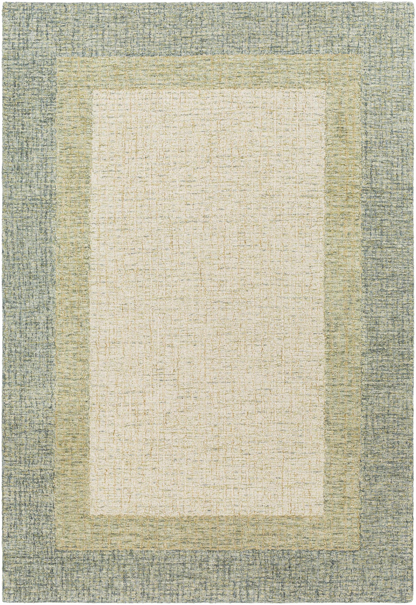 Sage Green Bordered Wool Rug - 5’ x 7’6’’ Rectangle - Boutique Rugs
