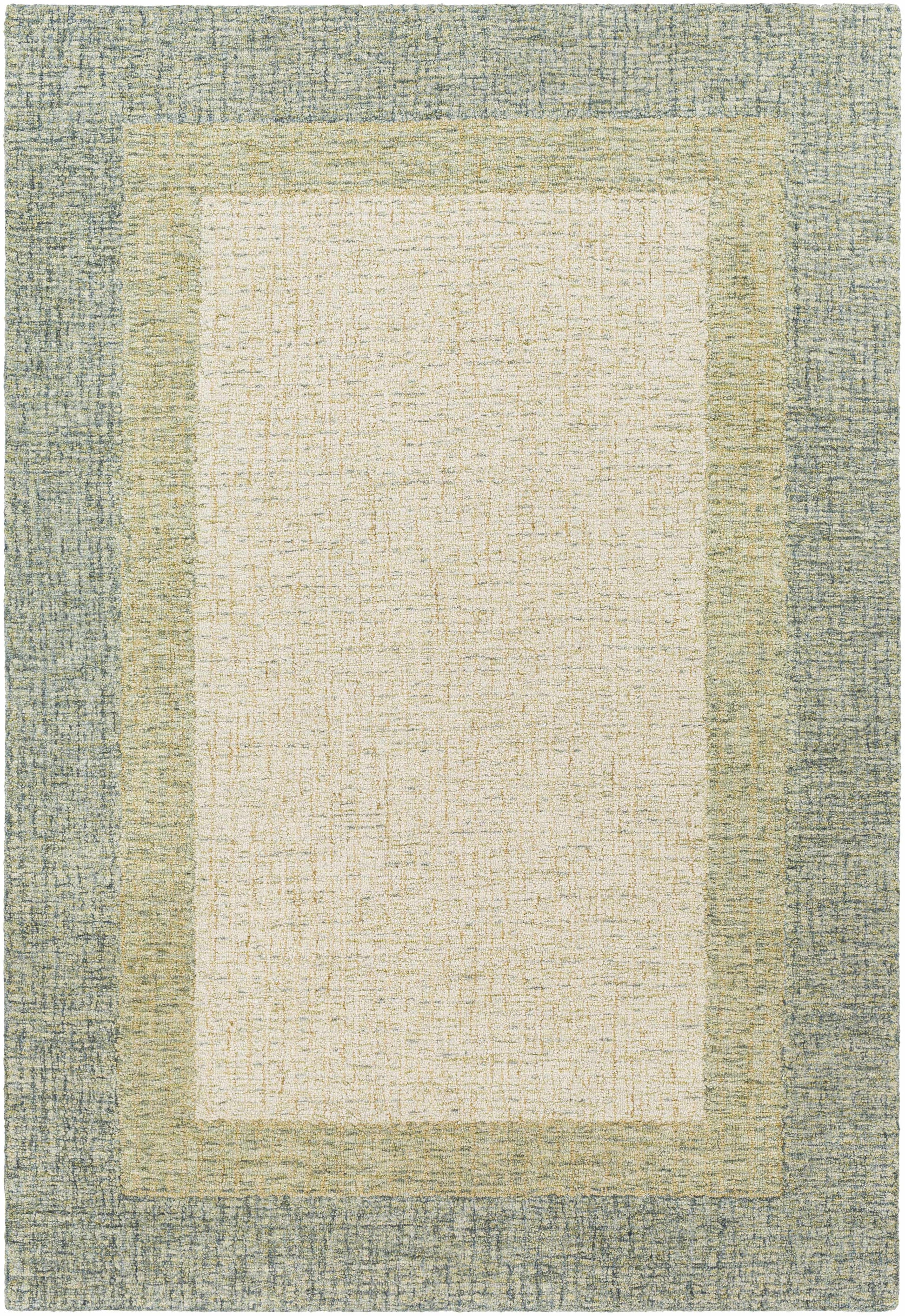 Sage Green Bordered Wool Rug - 5’ x 7’6’’ Rectangle - Boutique Rugs