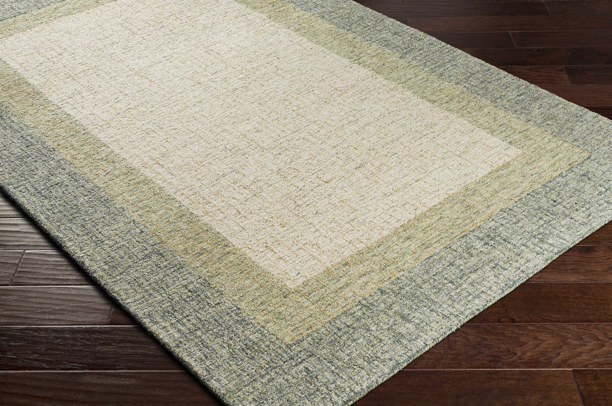 Sage Green Bordered Wool Rug - Boutique Rugs