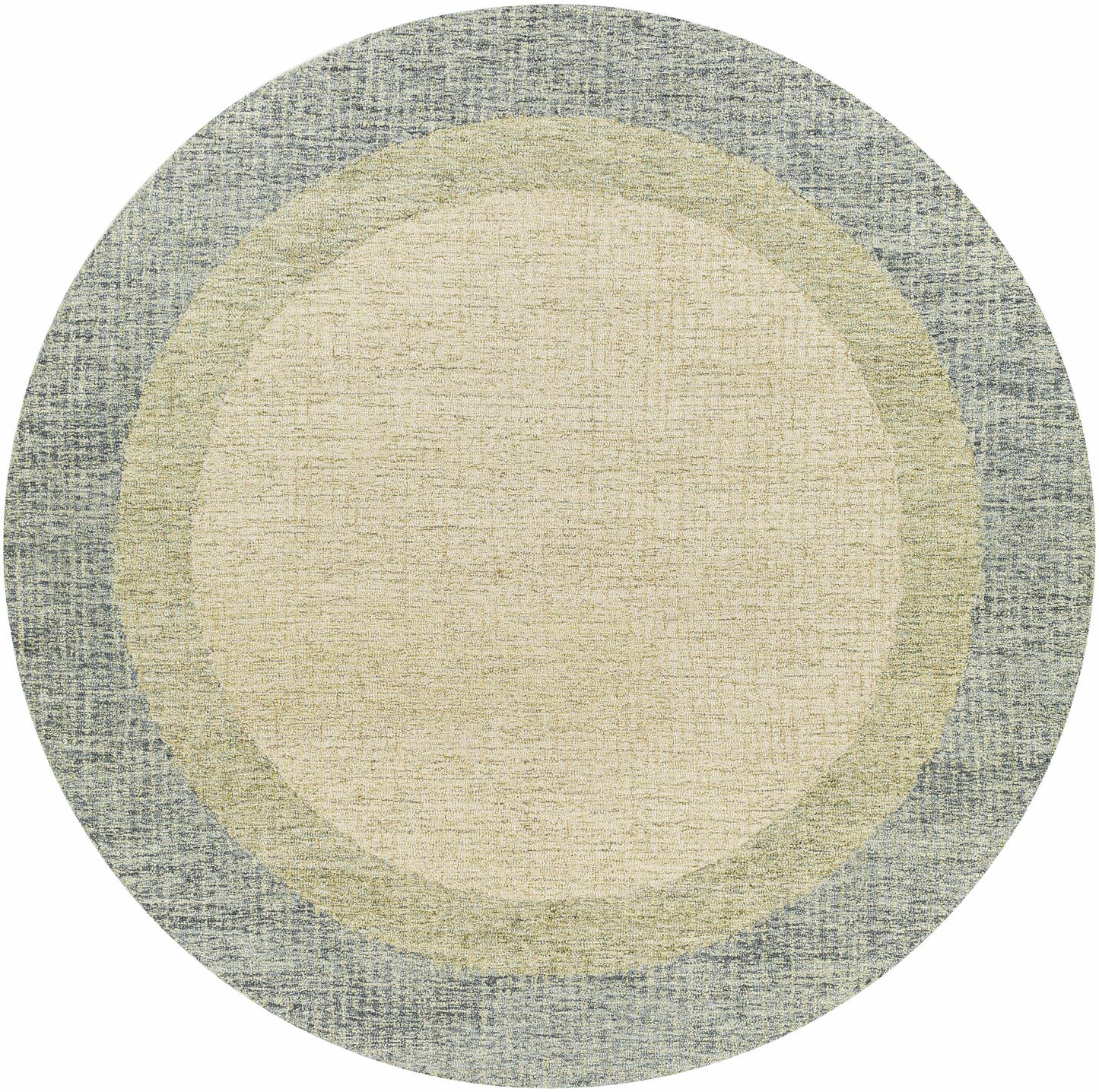 Sage Green Bordered Wool Rug - 8’ x 8’ Round - Boutique Rugs