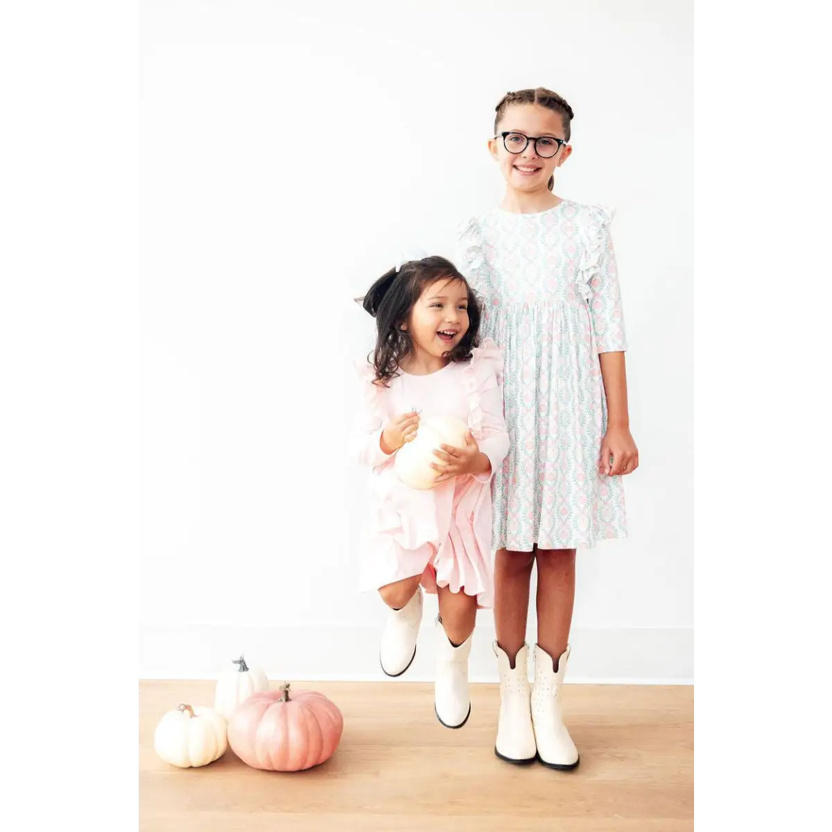 Pumpkin Kisses Harvest Wishes 3/4 Sleeve Ruffle Twirl Dress - Mila & Rose ®
