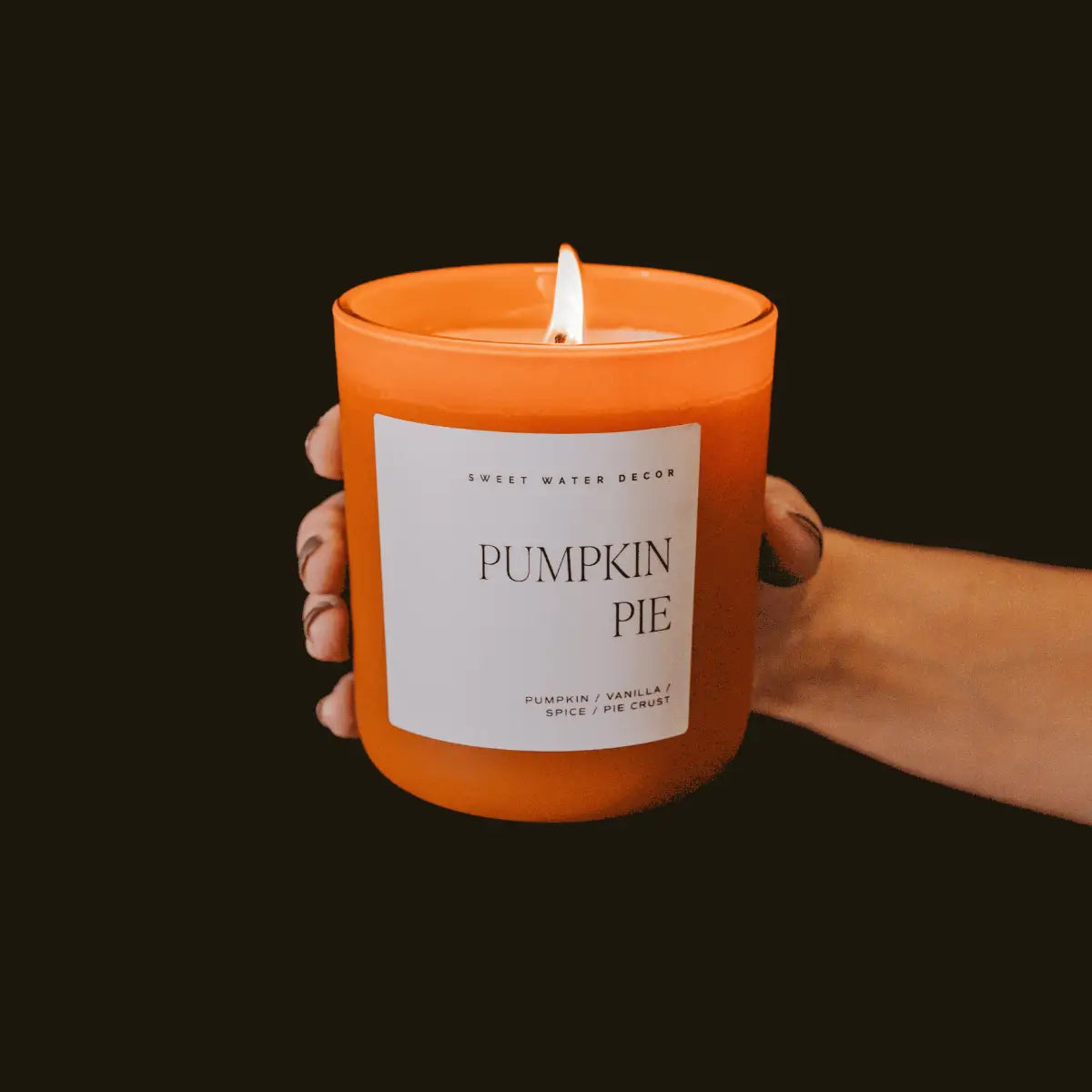 Pumpkin Pie Soy Candle - Orange Matte Jar - 15 oz (Hello Pumpkin) - Sweet Water Decor