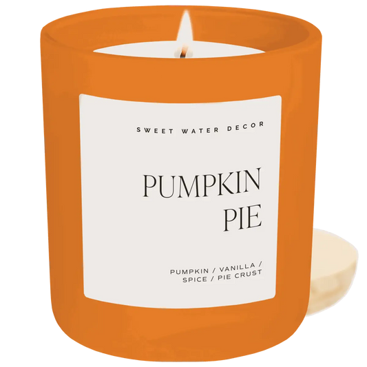 Pumpkin Pie Soy Candle - Orange Matte Jar - 15 oz (Hello Pumpkin) - Sweet Water Decor