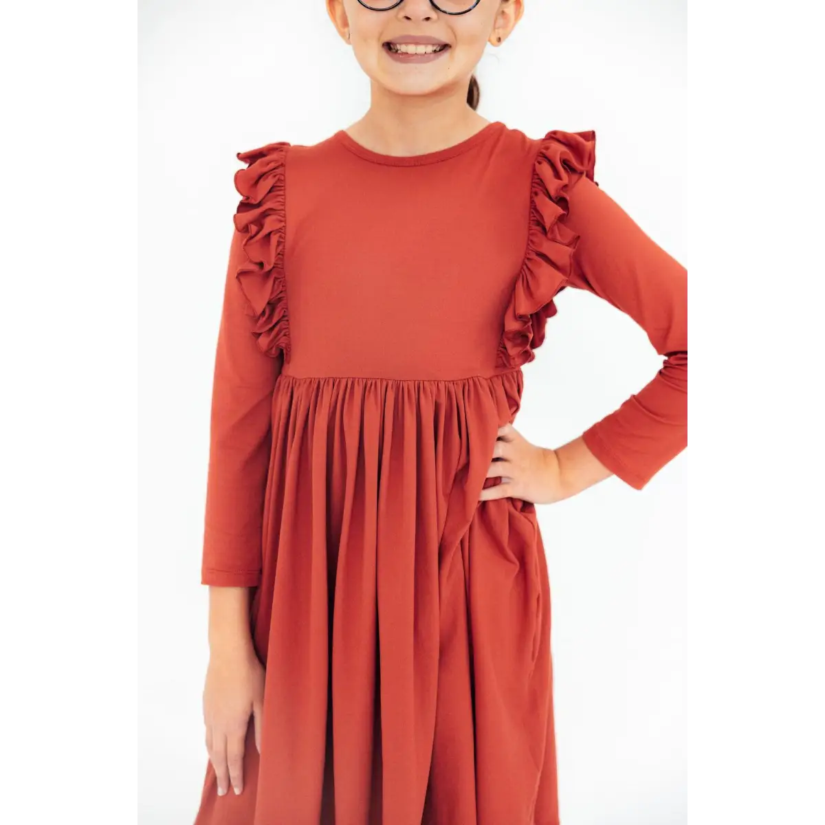Pumpkin Spice L/S Ruffle Twirl Dress - Mila & Rose ®