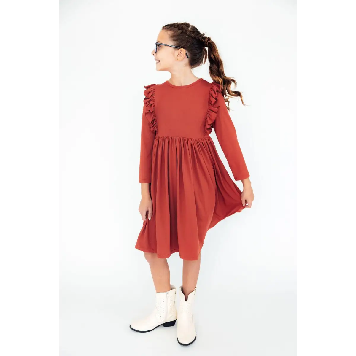 Pumpkin Spice L/S Ruffle Twirl Dress - Mila & Rose ®