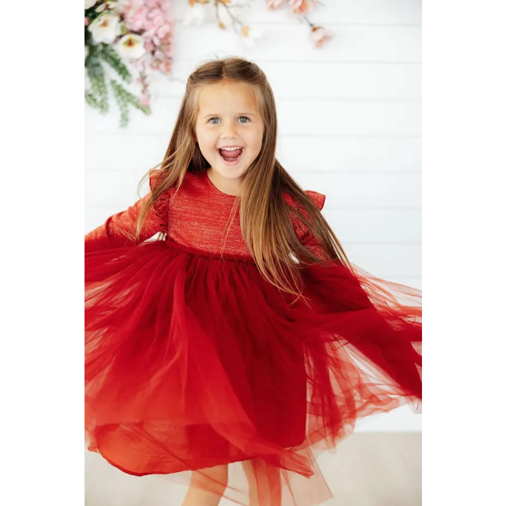 Pumpkin Spice Shimmer 3/4 Sleeve Tutu Dress - Mila & Rose ®