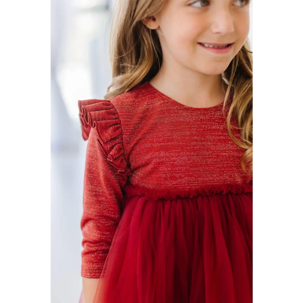 Pumpkin Spice Shimmer 3/4 Sleeve Tutu Dress - Mila & Rose ®