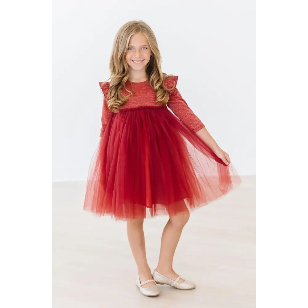 Pumpkin Spice Shimmer 3/4 Sleeve Tutu Dress - Mila & Rose ®