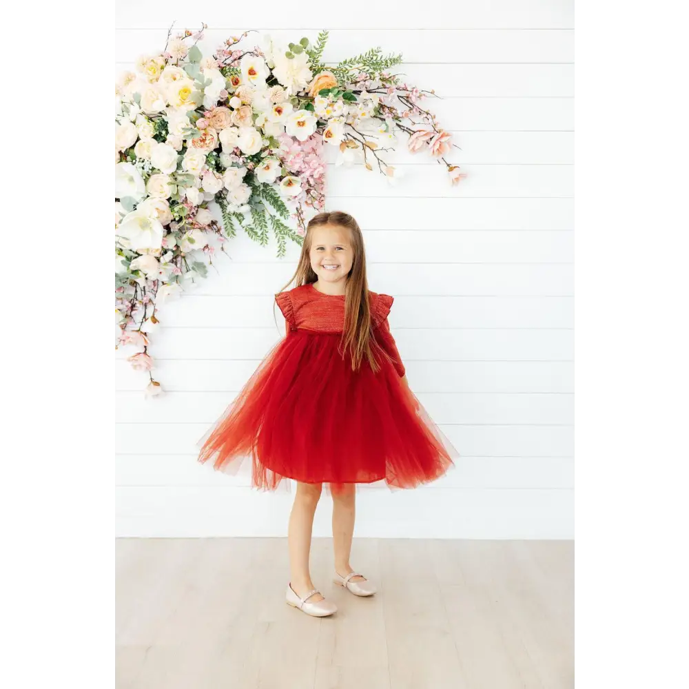 Pumpkin Spice Shimmer 3/4 Sleeve Tutu Dress - Mila & Rose ®
