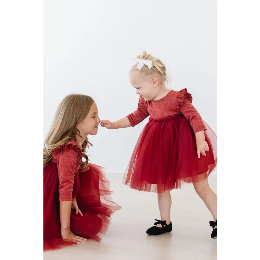 Pumpkin Spice Shimmer 3/4 Sleeve Tutu Dress - Mila & Rose ®