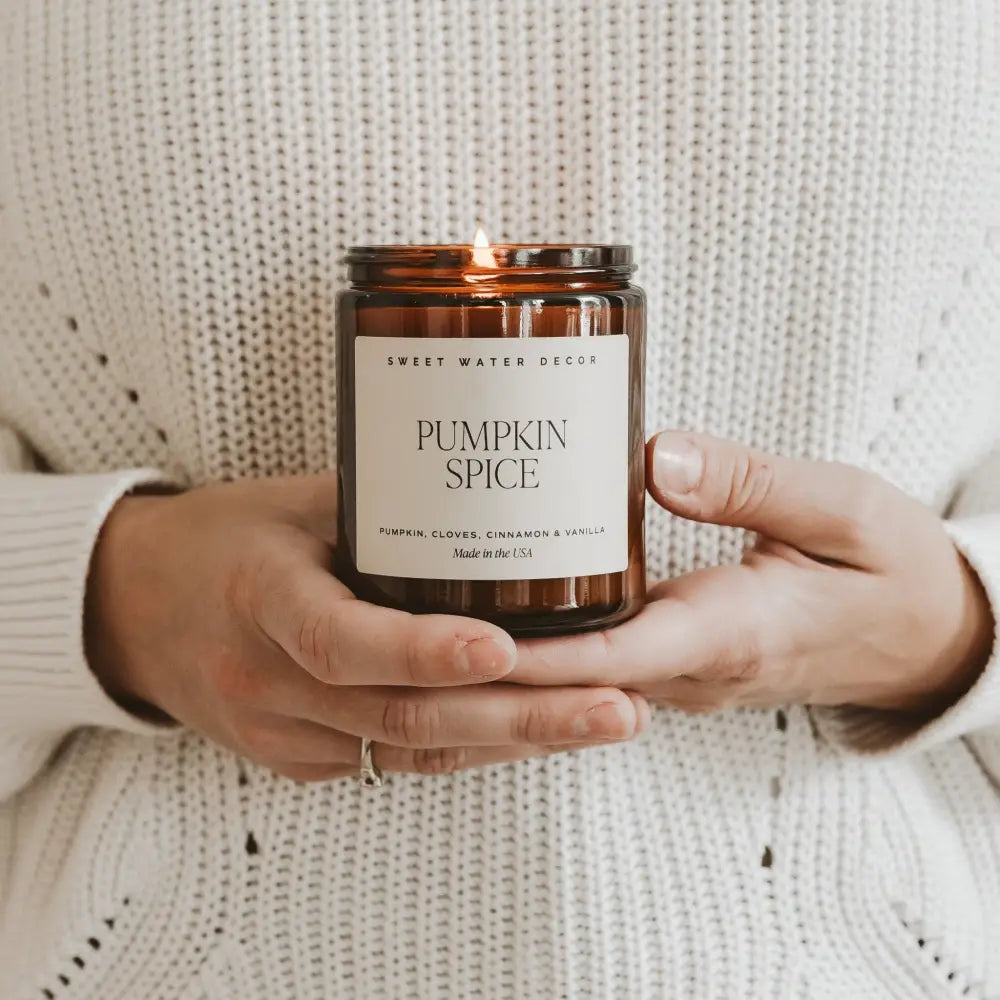 Pumpkin Spice Soy Candle | 9oz. Amber Jar - Sweet Water Decor