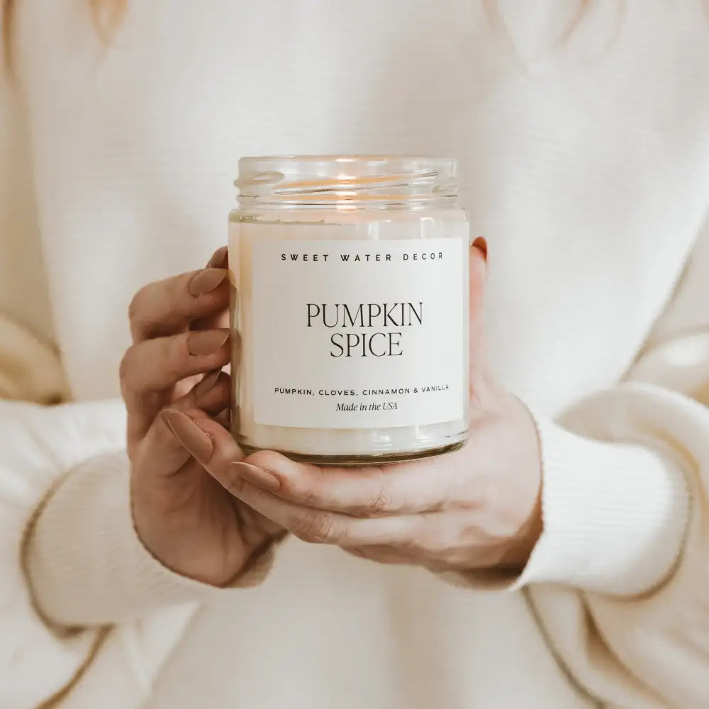 Pumpkin Spice Soy Candle | 9oz. Clear Jar - Sweet Water Decor