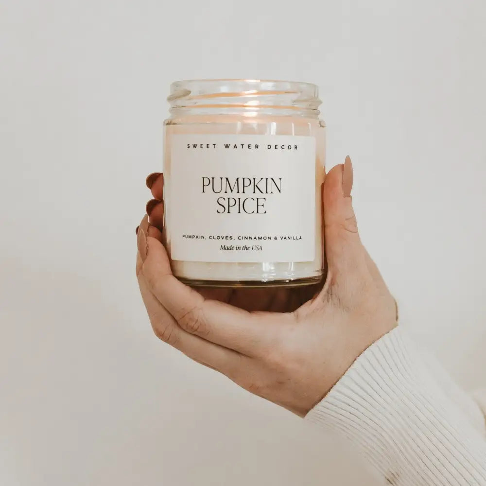 Pumpkin Spice Soy Candle | 9oz. Clear Jar - Sweet Water Decor