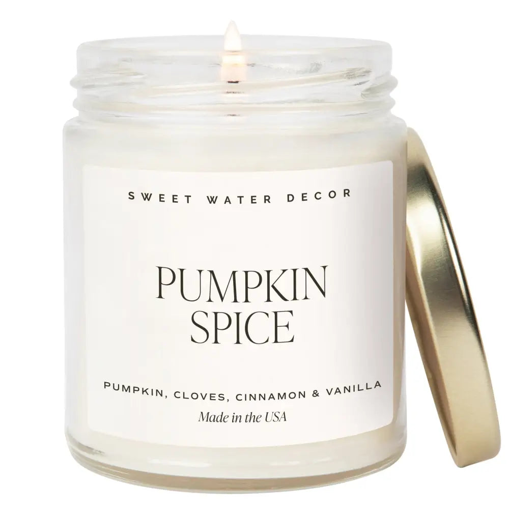 Pumpkin Spice Soy Candle | 9oz. Clear Jar - Sweet Water Decor