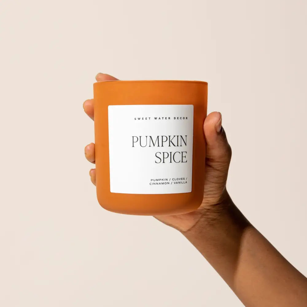 Pumpkin Spice Soy Candle - Orange Matte Jar - 15 oz - Sweet Water Decor
