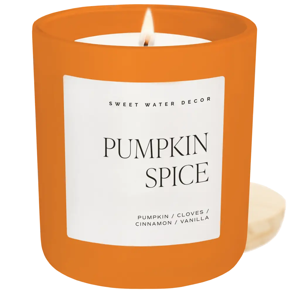 Pumpkin Spice Soy Candle - Orange Matte Jar - 15 oz - Sweet Water Decor