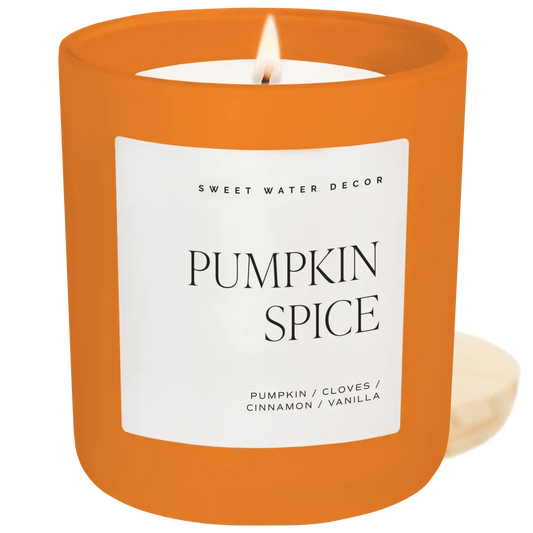 Pumpkin Spice Soy Candle - Orange Matte Jar - 15 oz - Sweet Water Decor