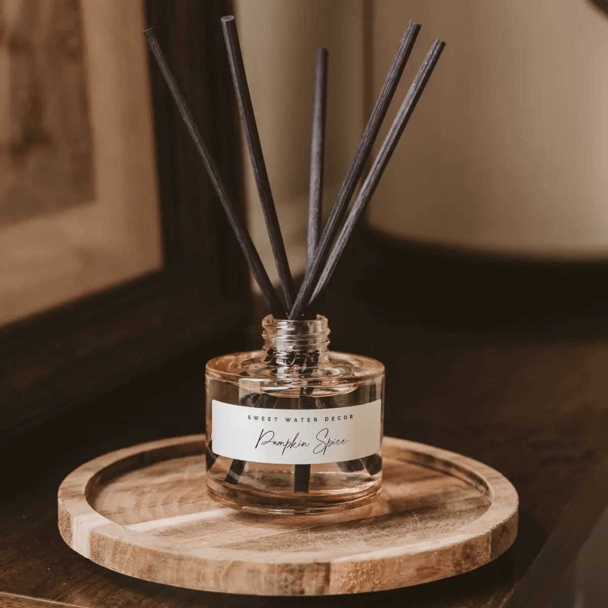 Pumpkin Spice Tinted Glass Jar Reed Diffuser - Sweet Water Decor