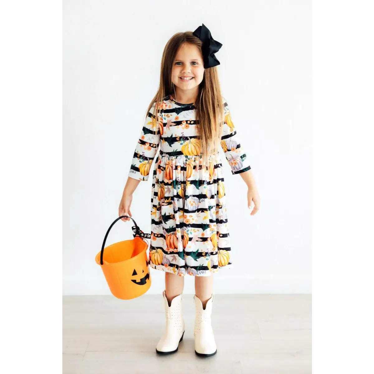 Pocket Twirl Dress - Pumpkins & Peonies - Fall and Halloween - Mila & Rose ®