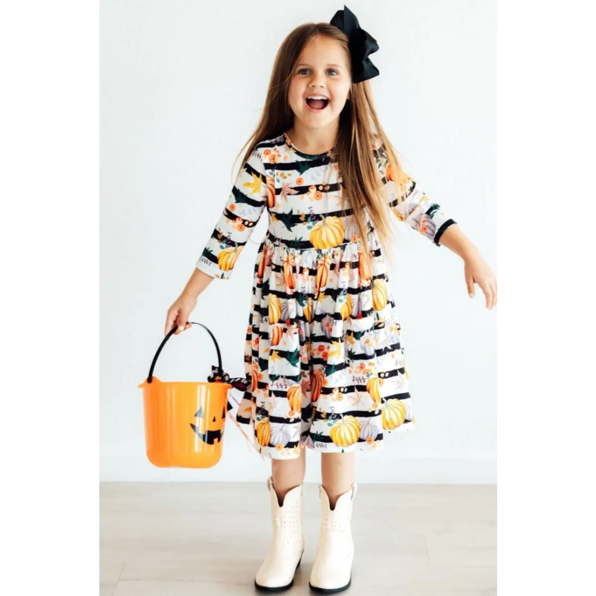 Pocket Twirl Dress - Pumpkins & Peonies - Fall and Halloween - Mila & Rose ®