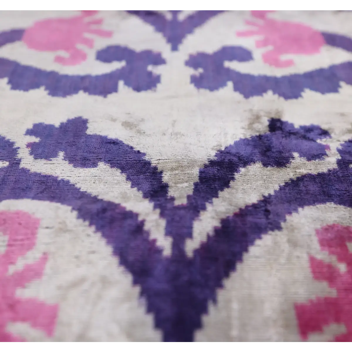 Purple & Pink Silk Velvet Ikat Lumbar Pillow 16x24 – Handmade - Canvello