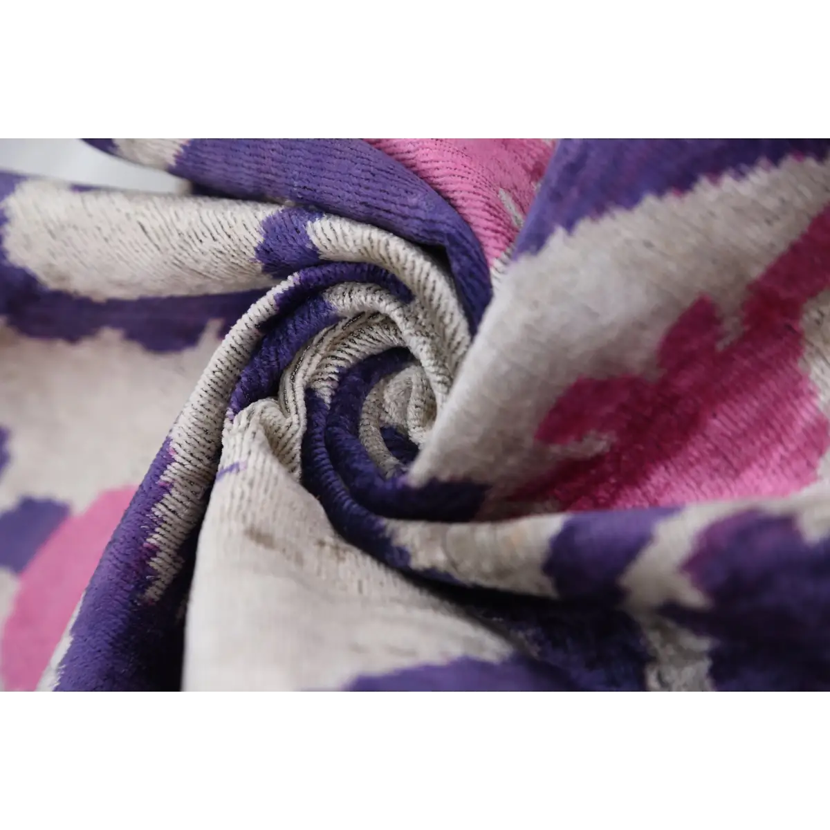 Purple & Pink Silk Velvet Ikat Lumbar Pillow 16x24 – Handmade - Canvello