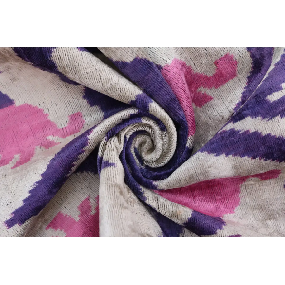 Purple & Pink Silk Velvet Ikat Lumbar Pillow 16x24 – Handmade - Canvello