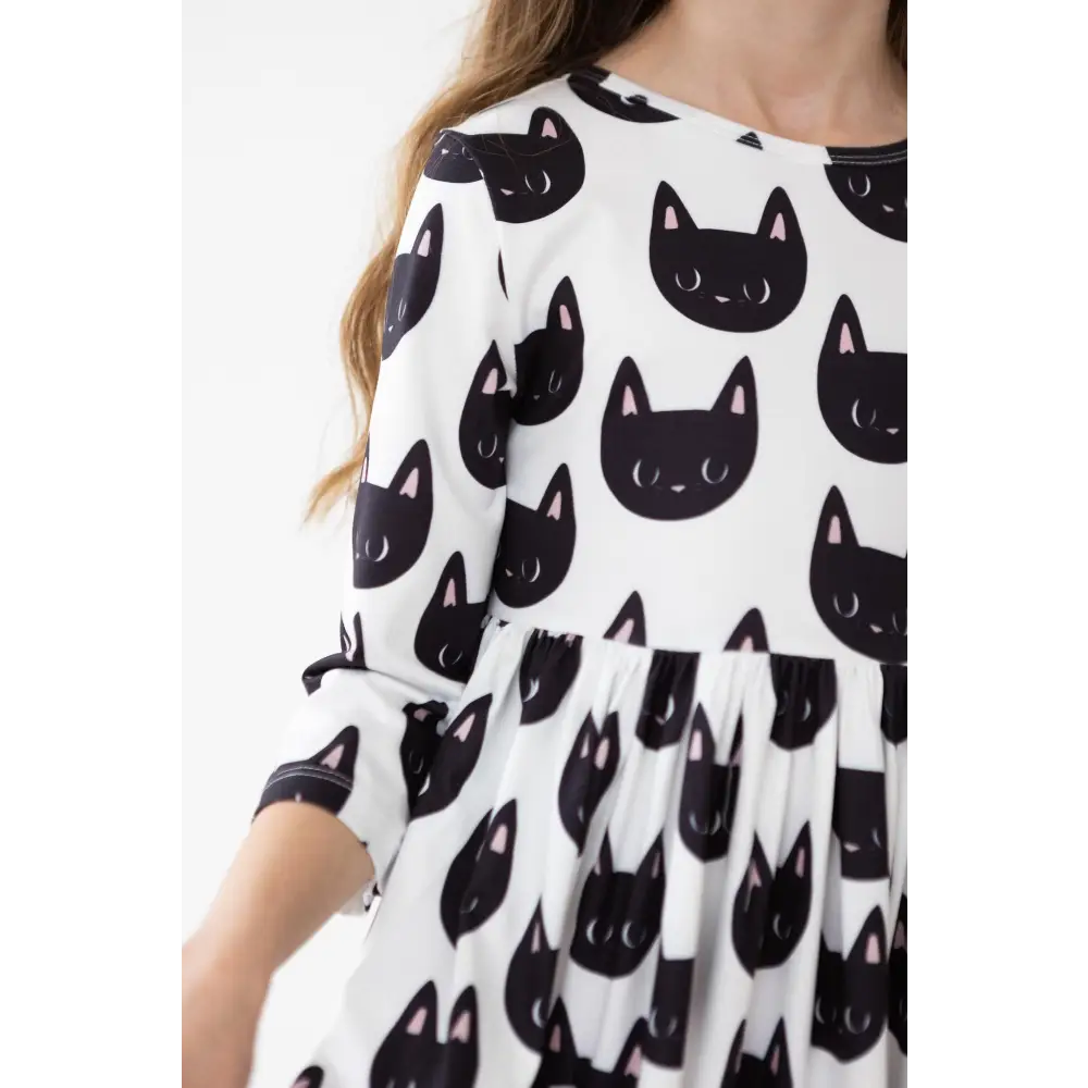 Purrfect 3/4 Sleeve Pocket Twirl Dress - Mila & Rose ®