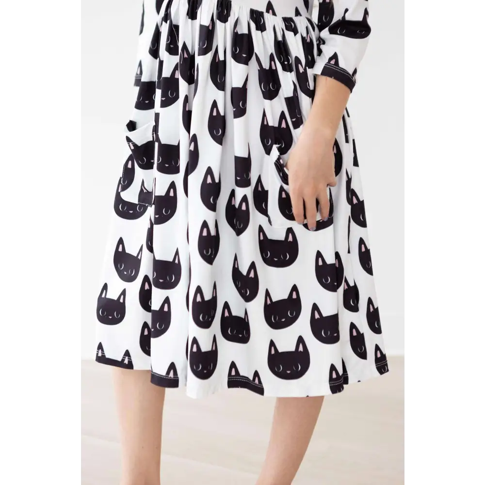 Purrfect 3/4 Sleeve Pocket Twirl Dress - Mila & Rose ®