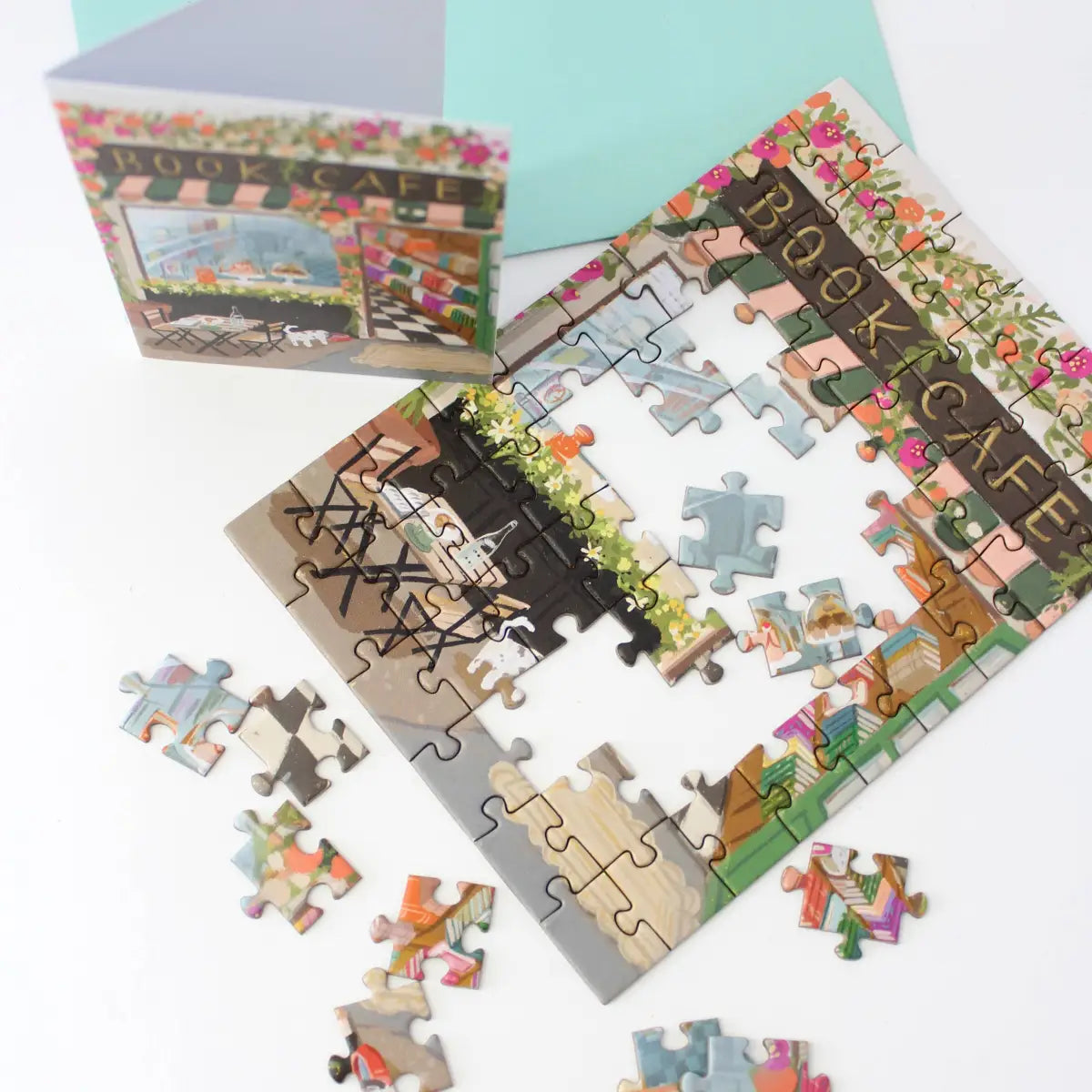 Puzzle Greeting Card - Book Café - Inklings Paperie