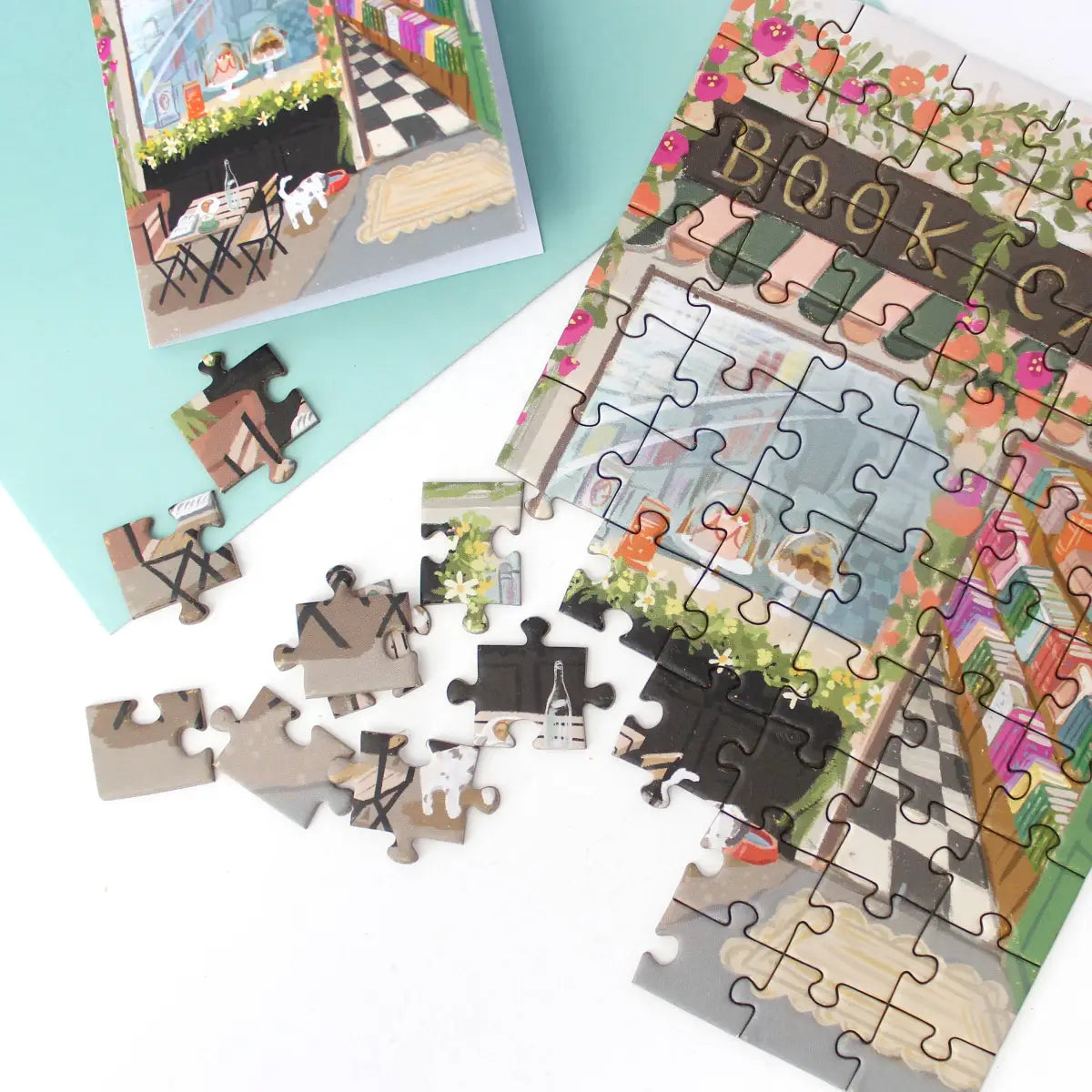 Puzzle Greeting Card - Book Café - Inklings Paperie