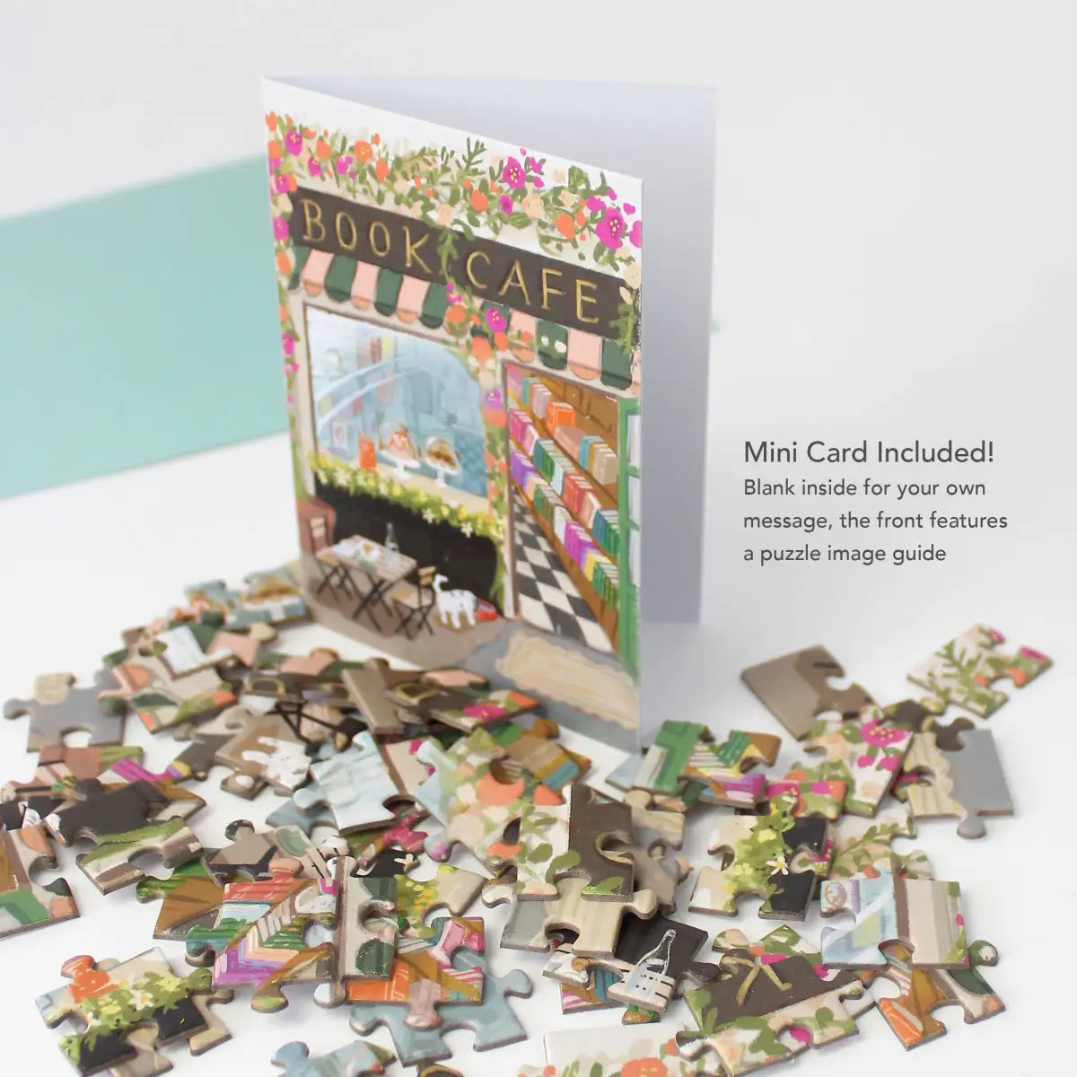 Puzzle Greeting Card - Book Café - Inklings Paperie